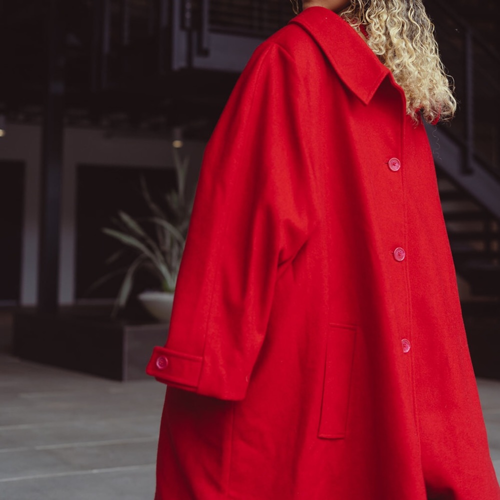 Vintage Wool Blend Coat In Red 34W - Picture 2 of 4